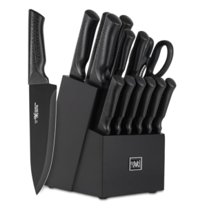 Knife Set, 15 Pcs Kitchen Knife Set with Block Self Sharpening